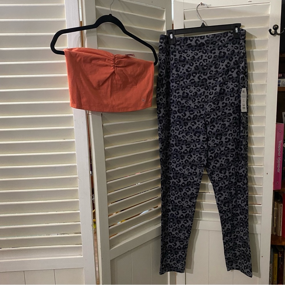 Two piece outfit including NWT Time and Tru Leggings and NWT Full Tilt Crop Top